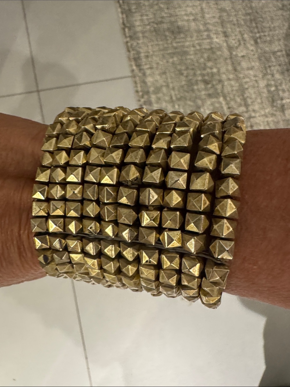 Gold Pyramid Stud Stretch Bracelet - Women Accessories